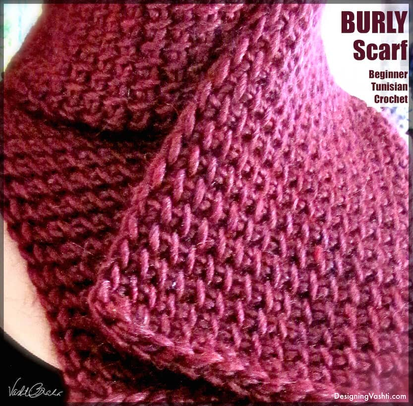 Plush, chunky scarf texture from basic Tunisian Crochet stitch and a high-end yarn.