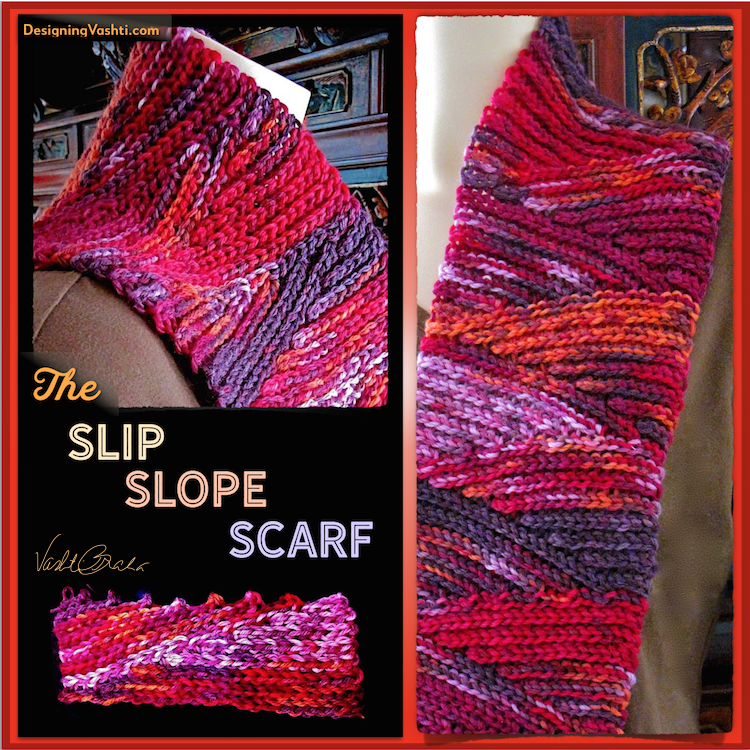 The Slip Slope Scarf free slip stitch crochet pattern by Vashti Braha