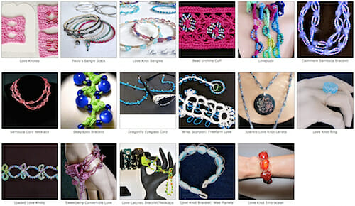 Ravelry gallery of my 17 beaded love knot projects