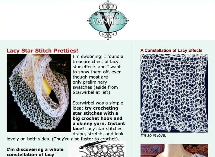 First page of a typical Crochet Inspirations newsletter issue.