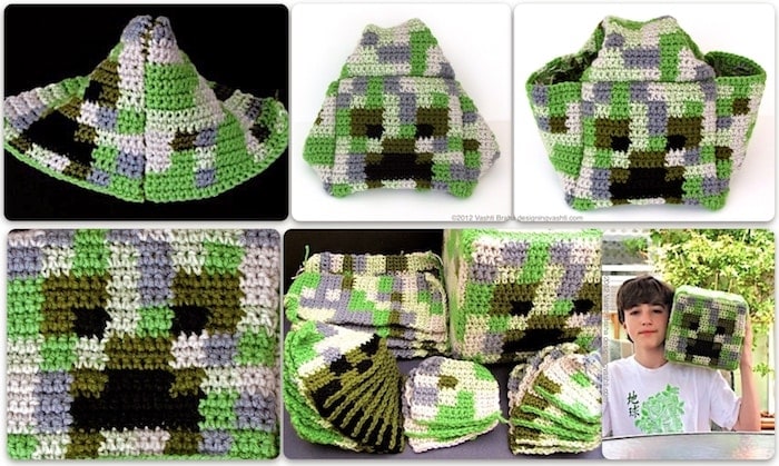 Gamer crochet amigurumi: giant Minecraft Creeper