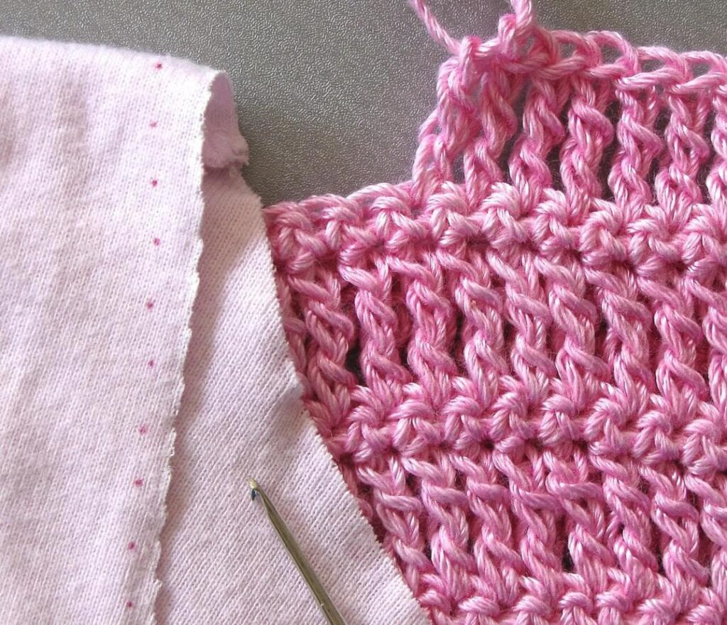 Pink Tank Top in Progress, Close Up