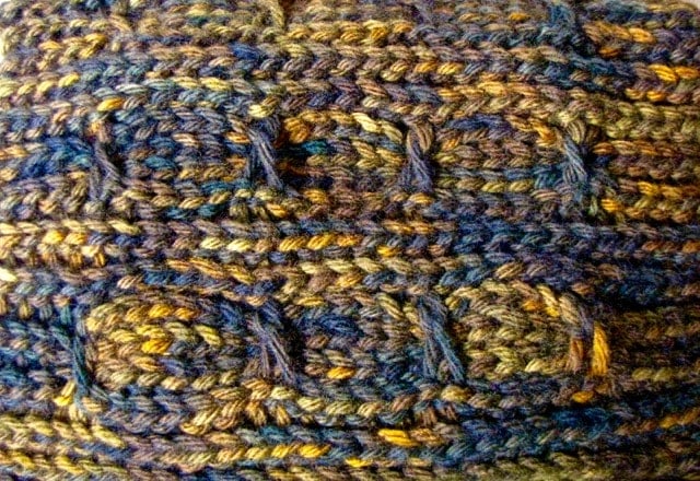 First swatch of Lucky Twists Boot Cuffs pattern