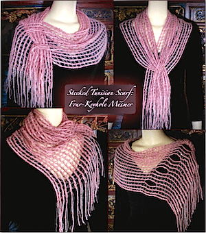 Four looks for the Four-Keyhole Steeked Mesmer Veil scarf.