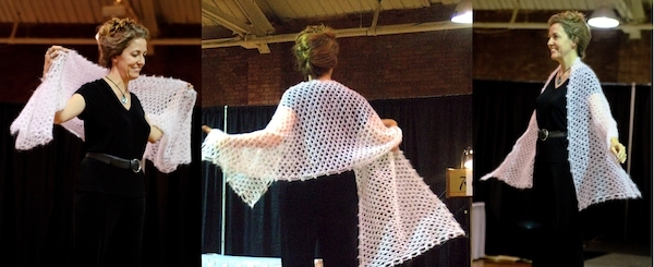 Vashti Braha modeling the Tunisian Weightless Wrap, CGOA fashion show 2010 in Manchester NH