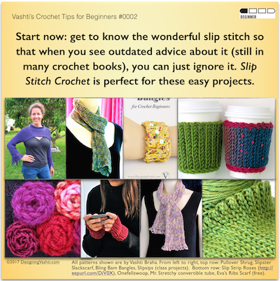 Beginner Crochet tip: tune out the fake facts still being circulated about our most basic and versatile crochet stitch, the slip stitch!