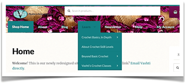My crochet tutorials and tips (eventually all ten years' worth!) are now brought together under the "Learn" tab at the top of every page of the new DesigningVashti website.
