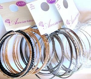 3 stacks of bangles from Walmart.