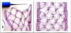 Love knot mesh crocheted in wire always needs to be "fluffed up" manually. I use a crochet hook to do this.