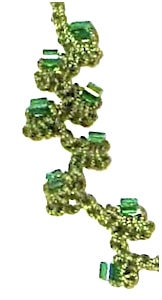 Beaded limpet stitch cord in size 20 green thread