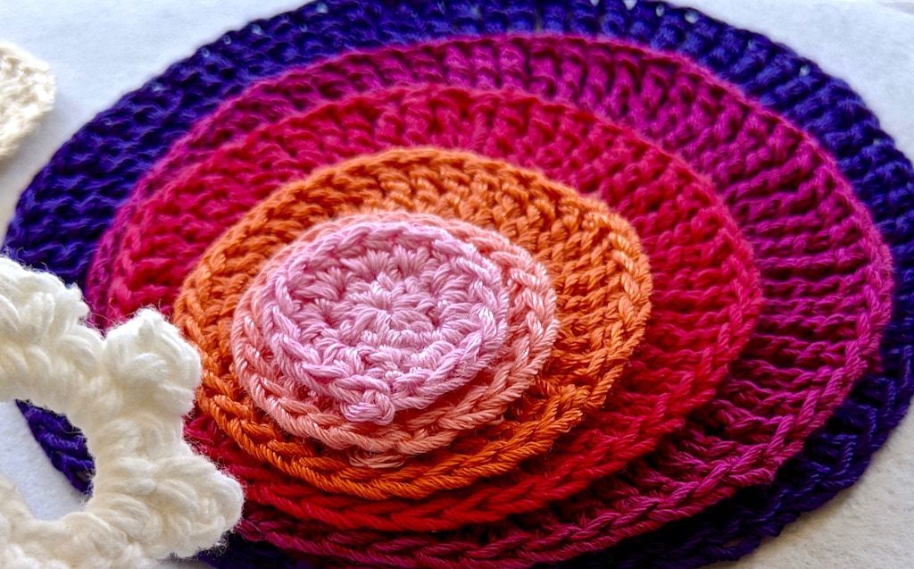 Six different tall stitch circles in a stack