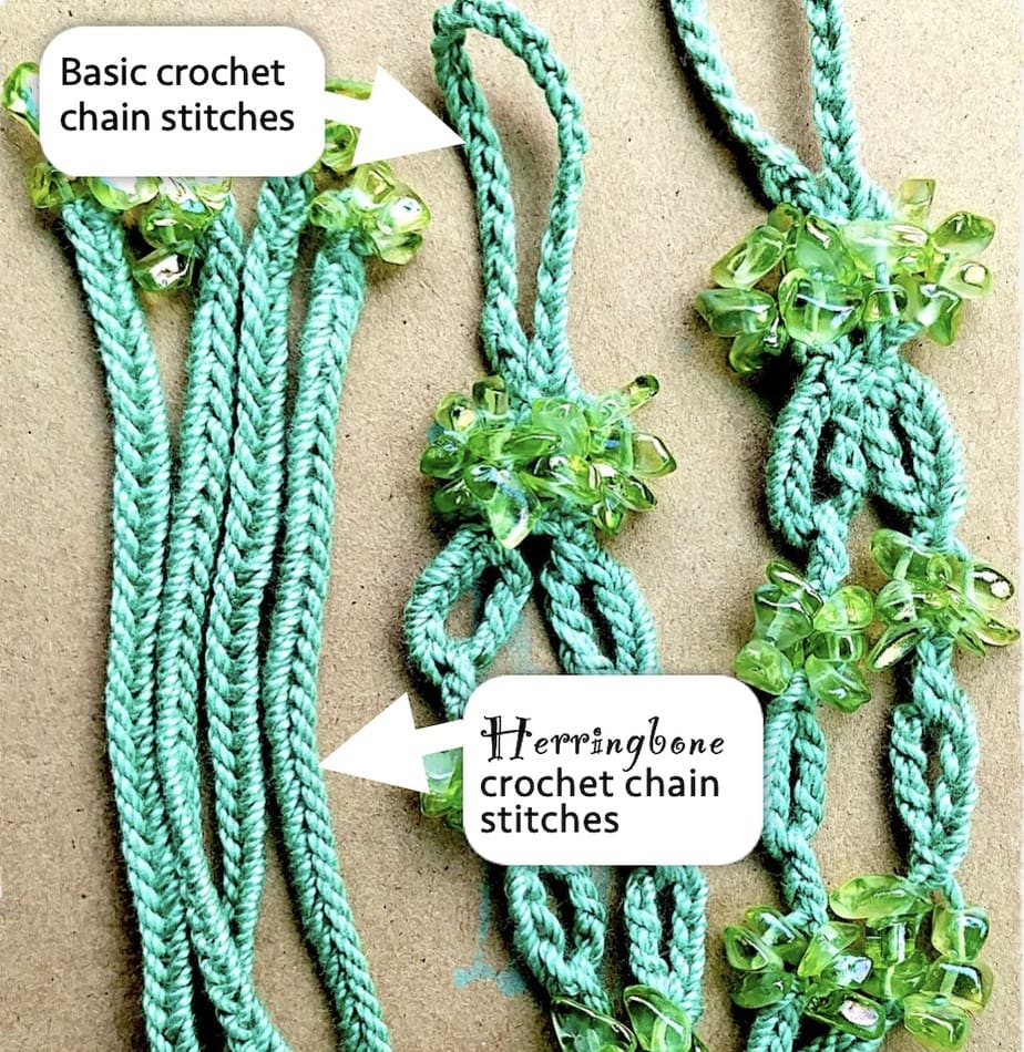 Crochet Herringbone Chains and regular chain stitches